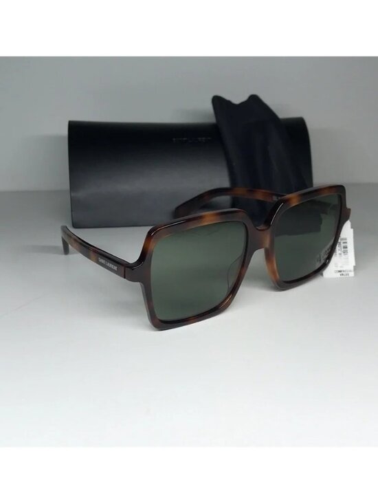 New Authentic Tortoise Square Sunglasses with Black Case SL 174 002